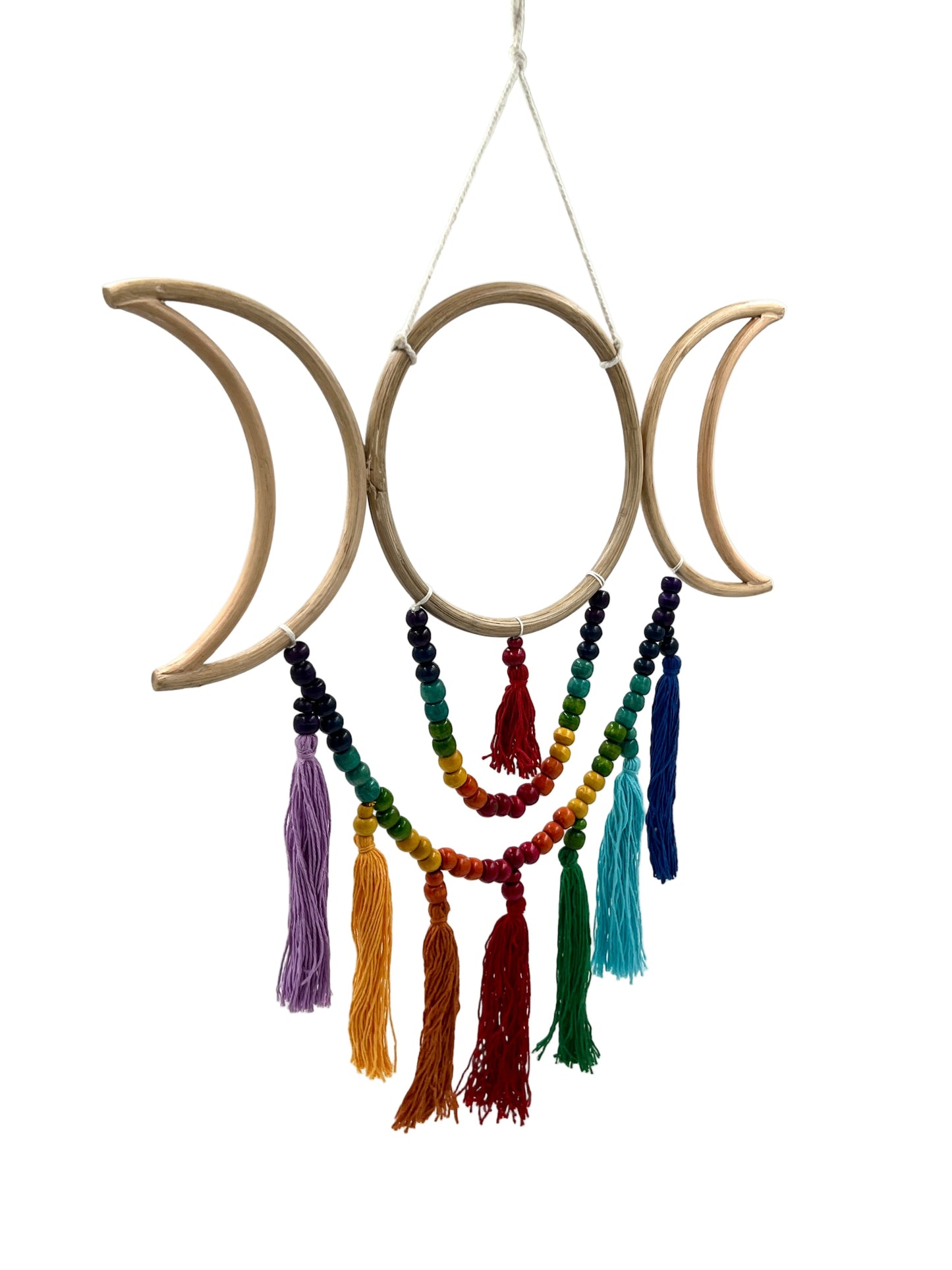 Rainbow Triple Moon Goddess Dream Catcher
