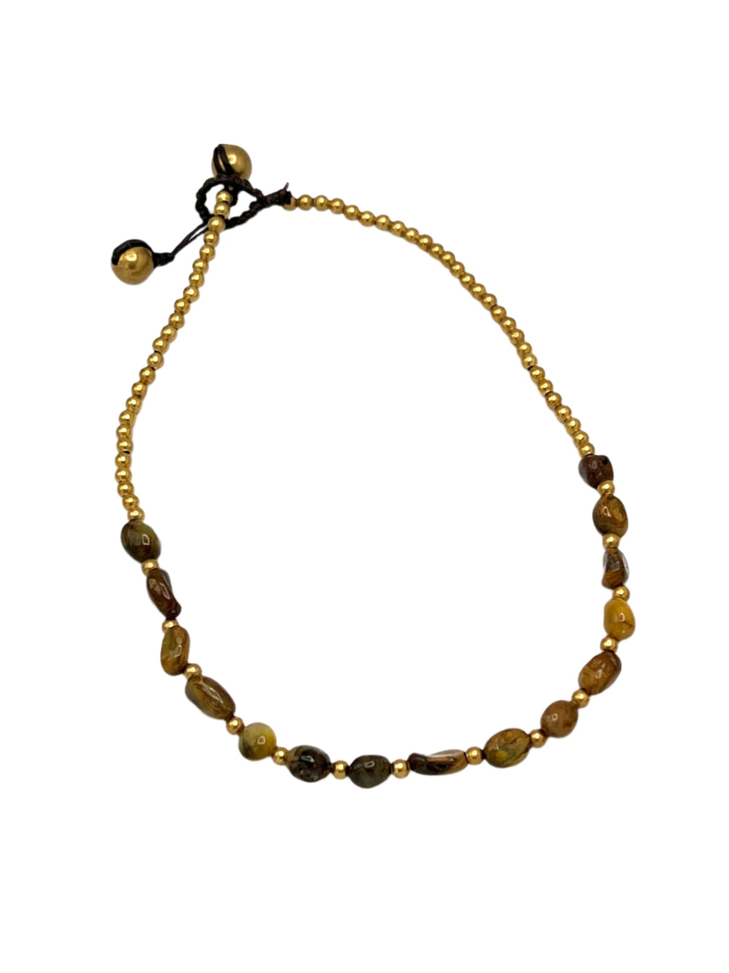 Freeform Gemstone Brass Anklets
