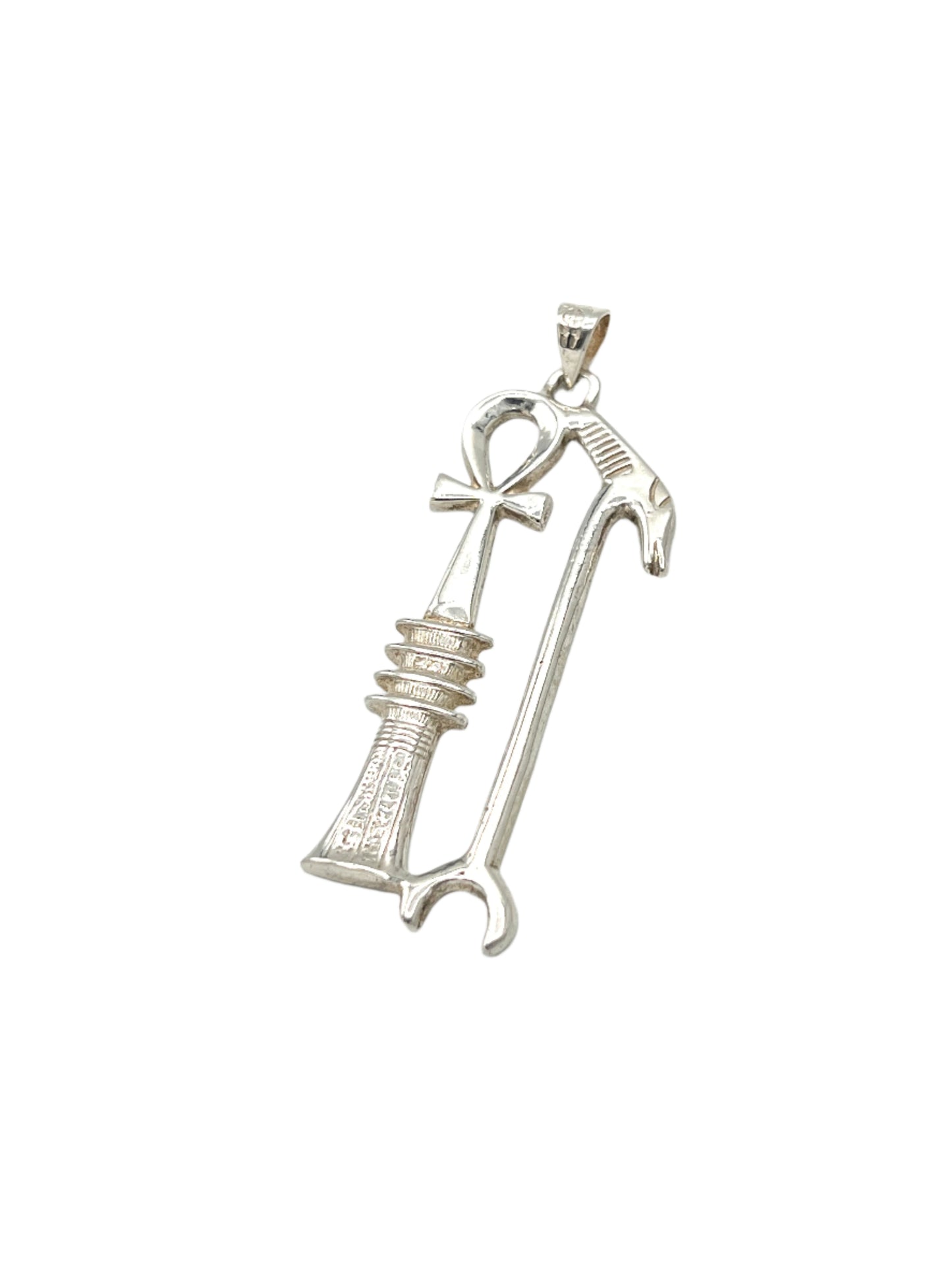 Silver Anhk Djed Was Scepter Pendant