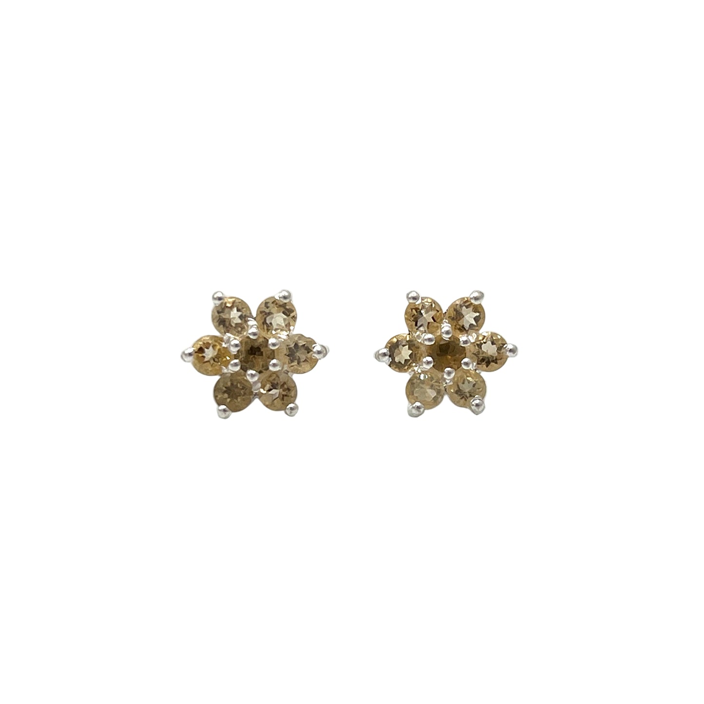 Faceted Gemstone Flower Stud