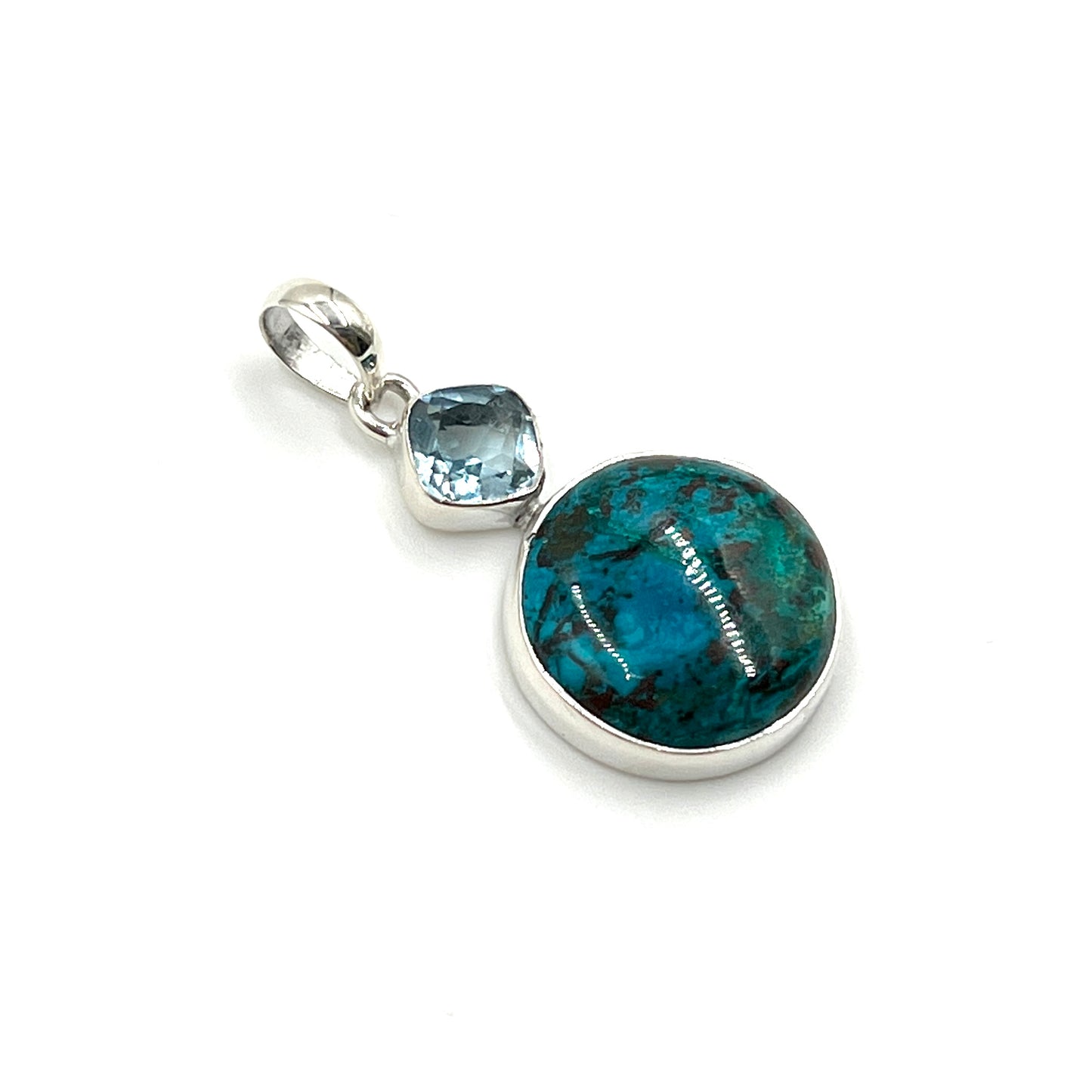 Shattuckite & Blue Topaz Pendants
