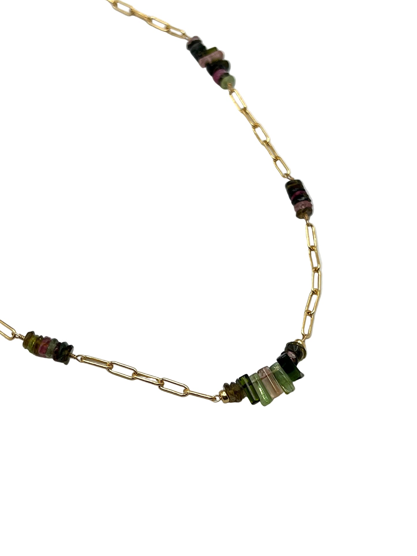 Watermelon Tourmaline Gold Filled Necklaces