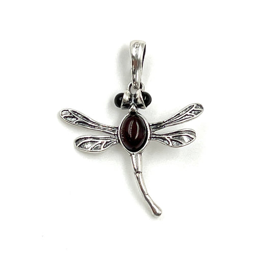Sterling Silver Amber Dragonfly Pendants