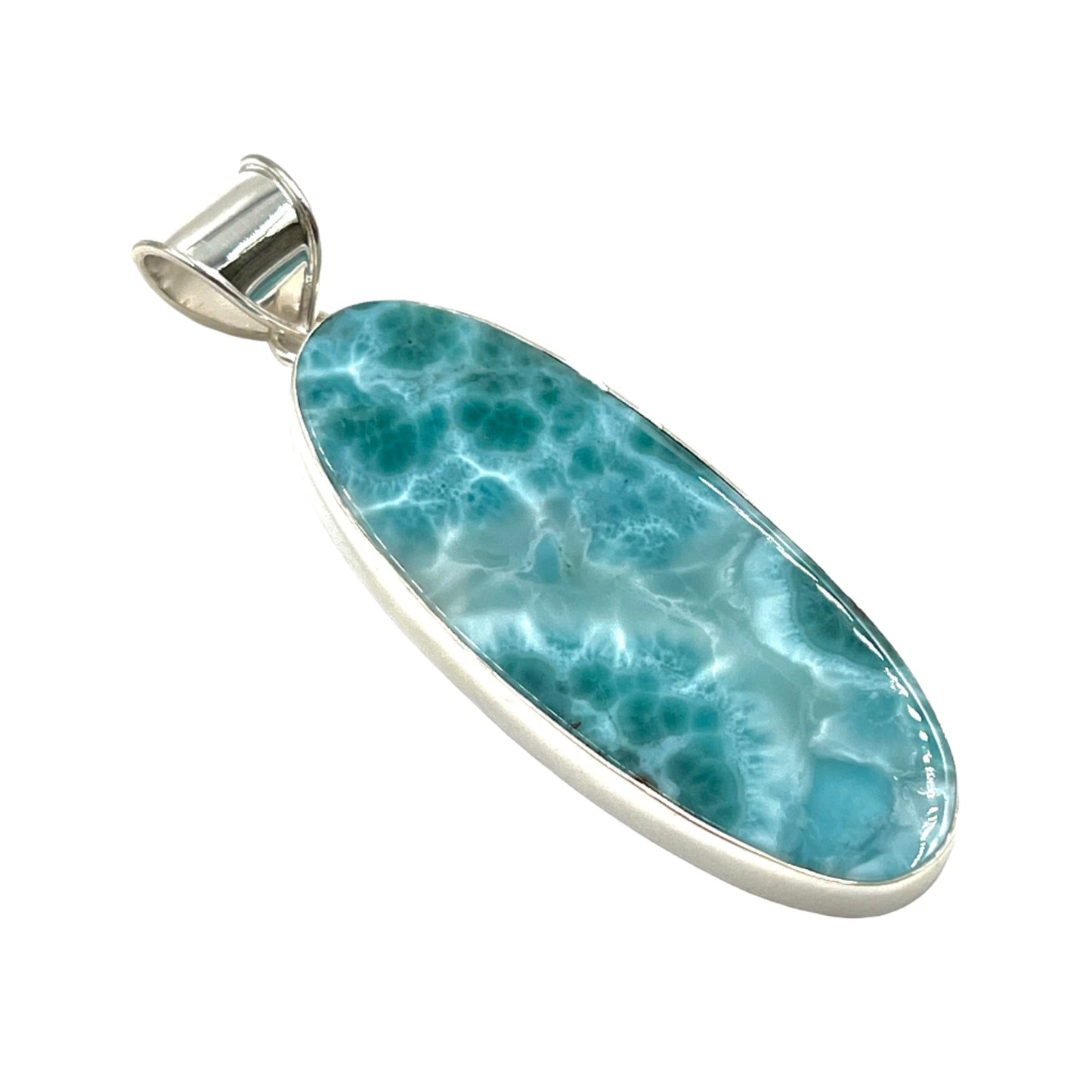 Sterling Silver Oval Larimar Pendants