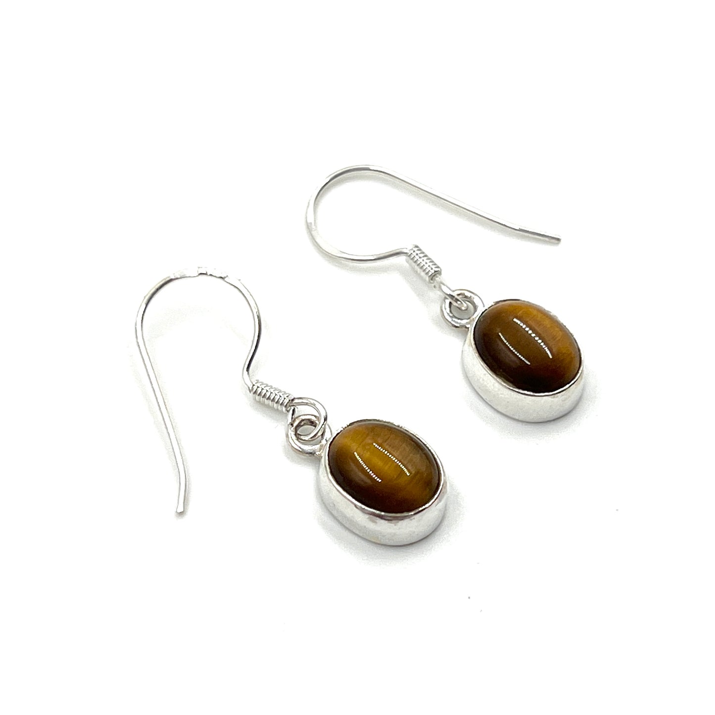 Sterling Silver Oval Tigers Eye Earrings