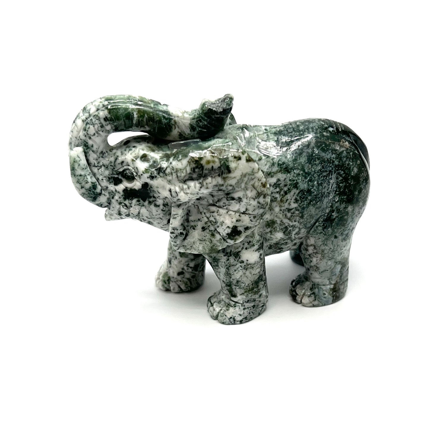 Moss Agate Elephants