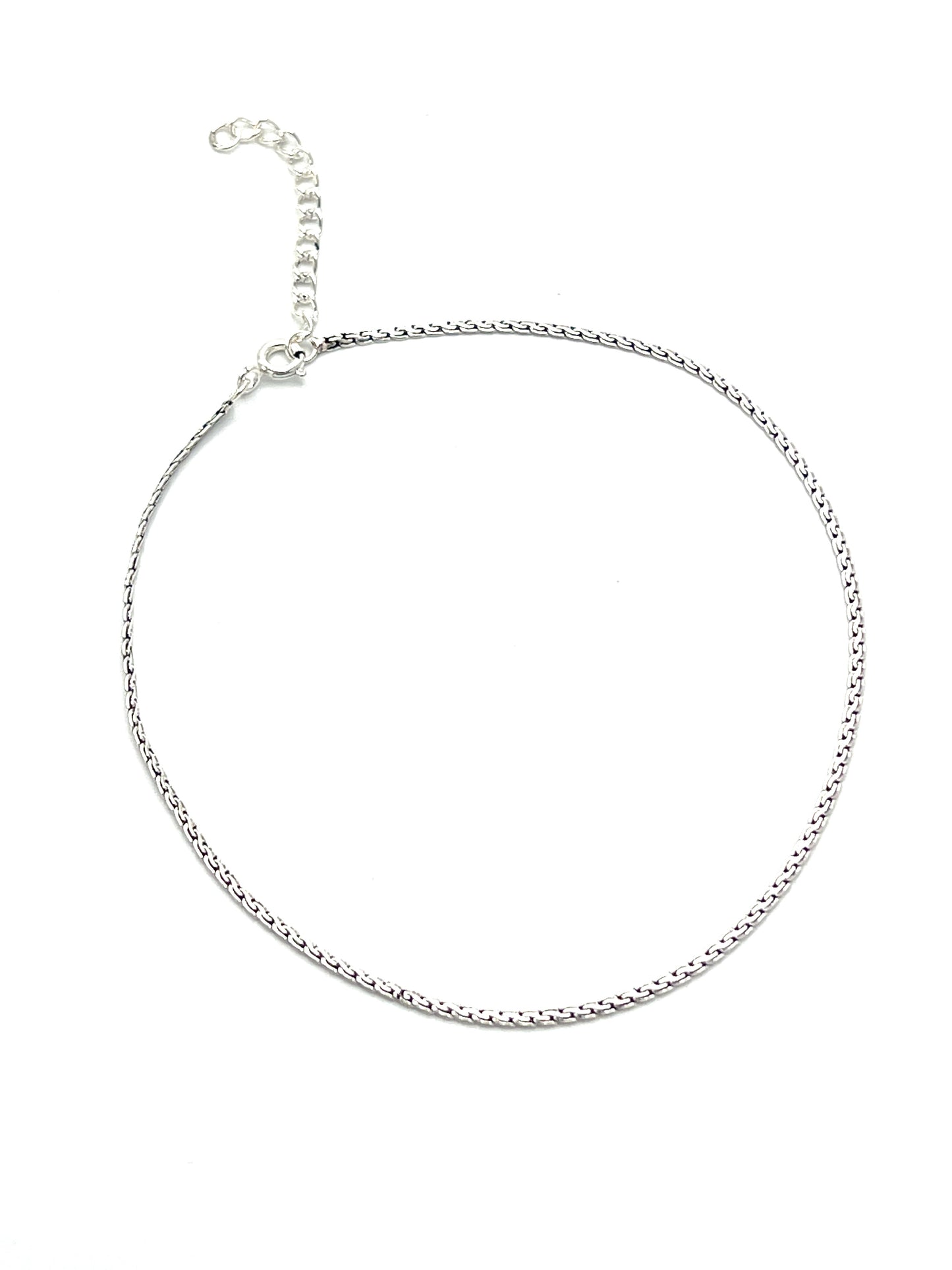 Sterling Silver Flat Curb Chain Anklets