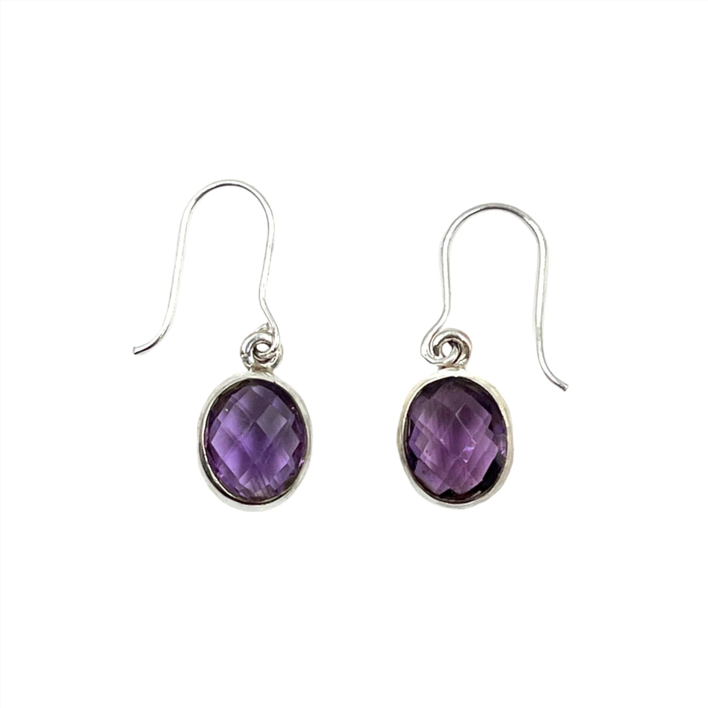 Sterling Silver Faceted Amethyst Earrings