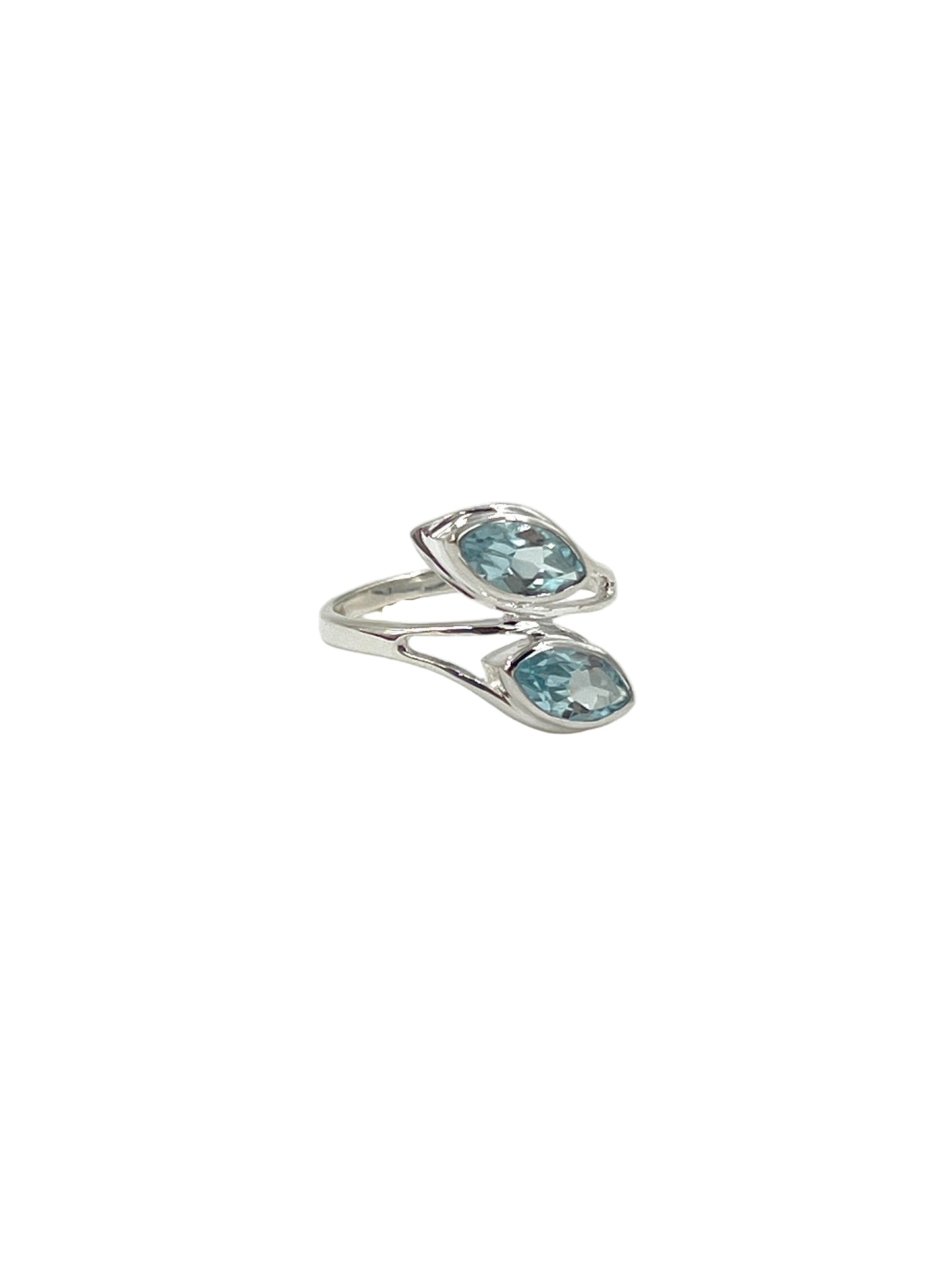 Double Marquise Blue Topaz Ring