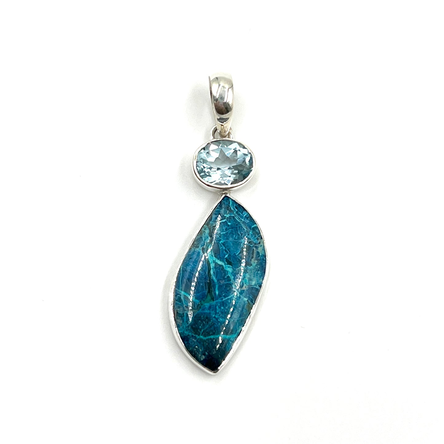 Shattuckite & Blue Topaz Pendants