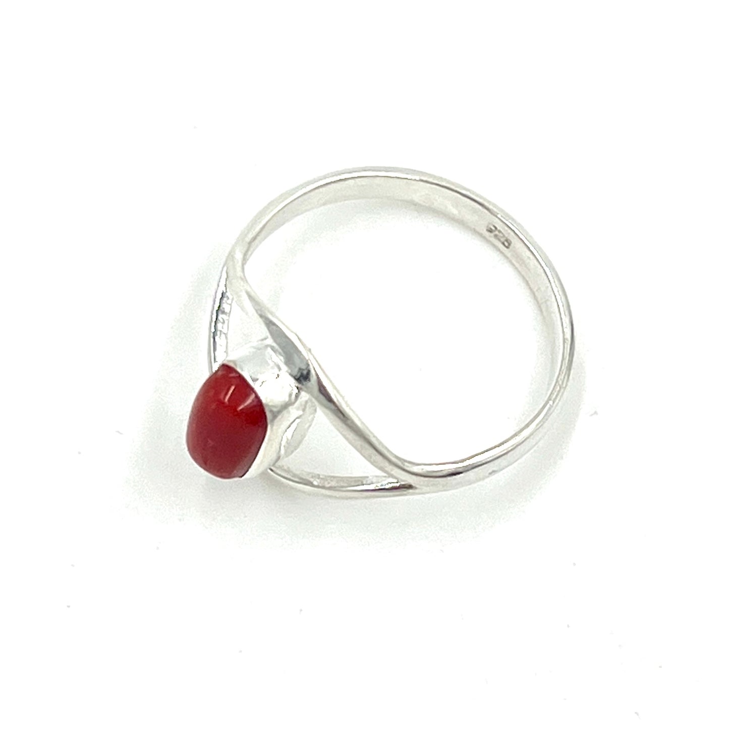 Red Coral Sterling Silver Ring