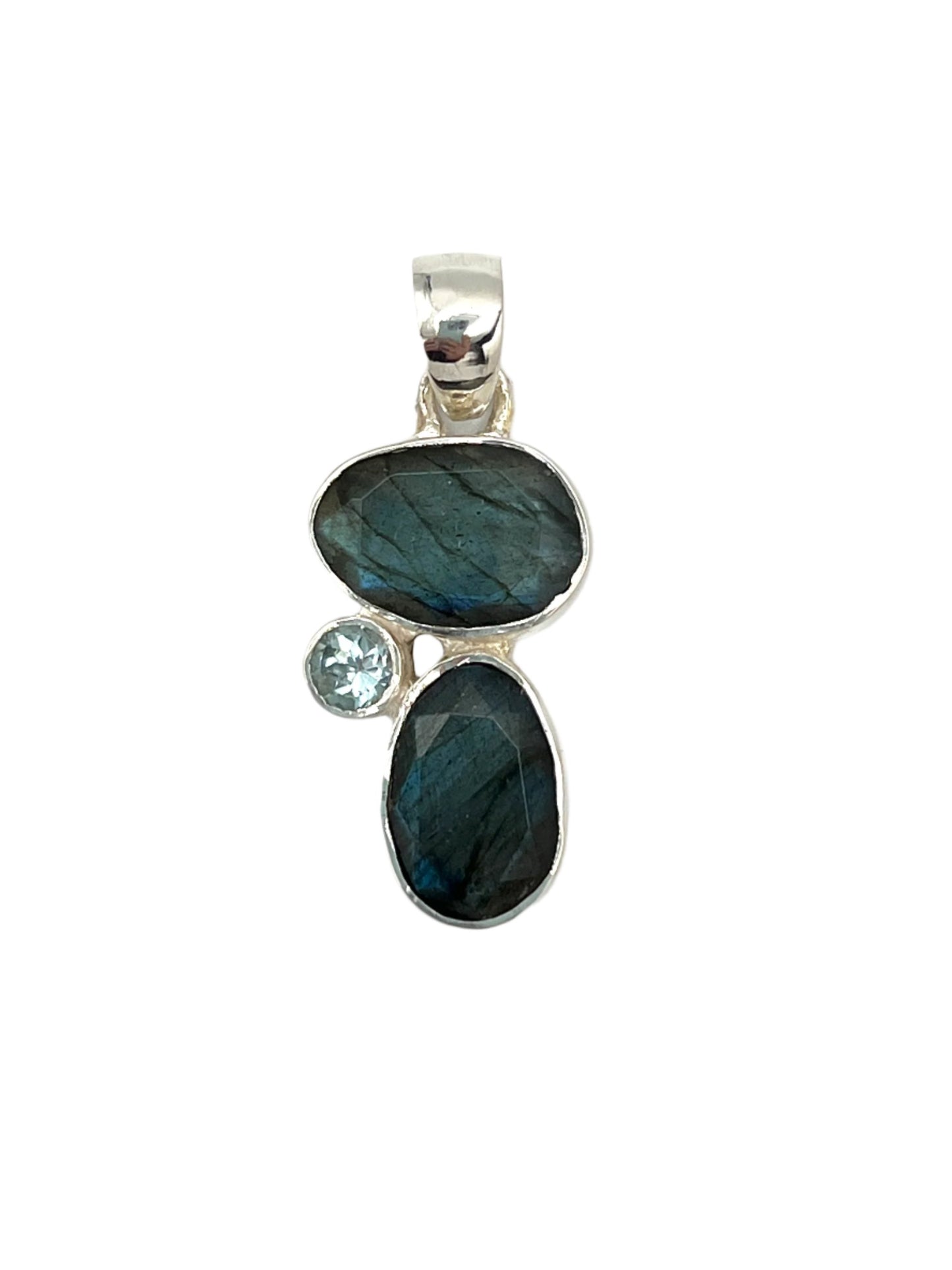 Silver Labradorite Faceted Pendants