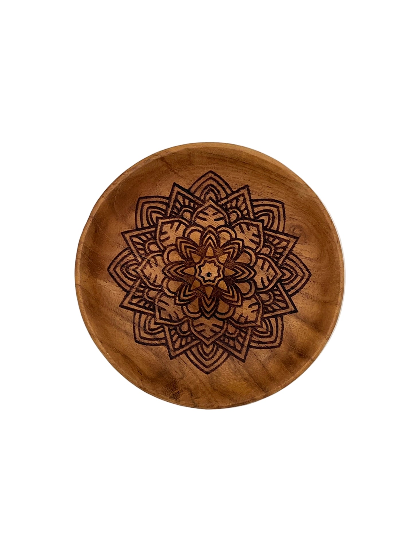 Flower Wood Round Incense Burner