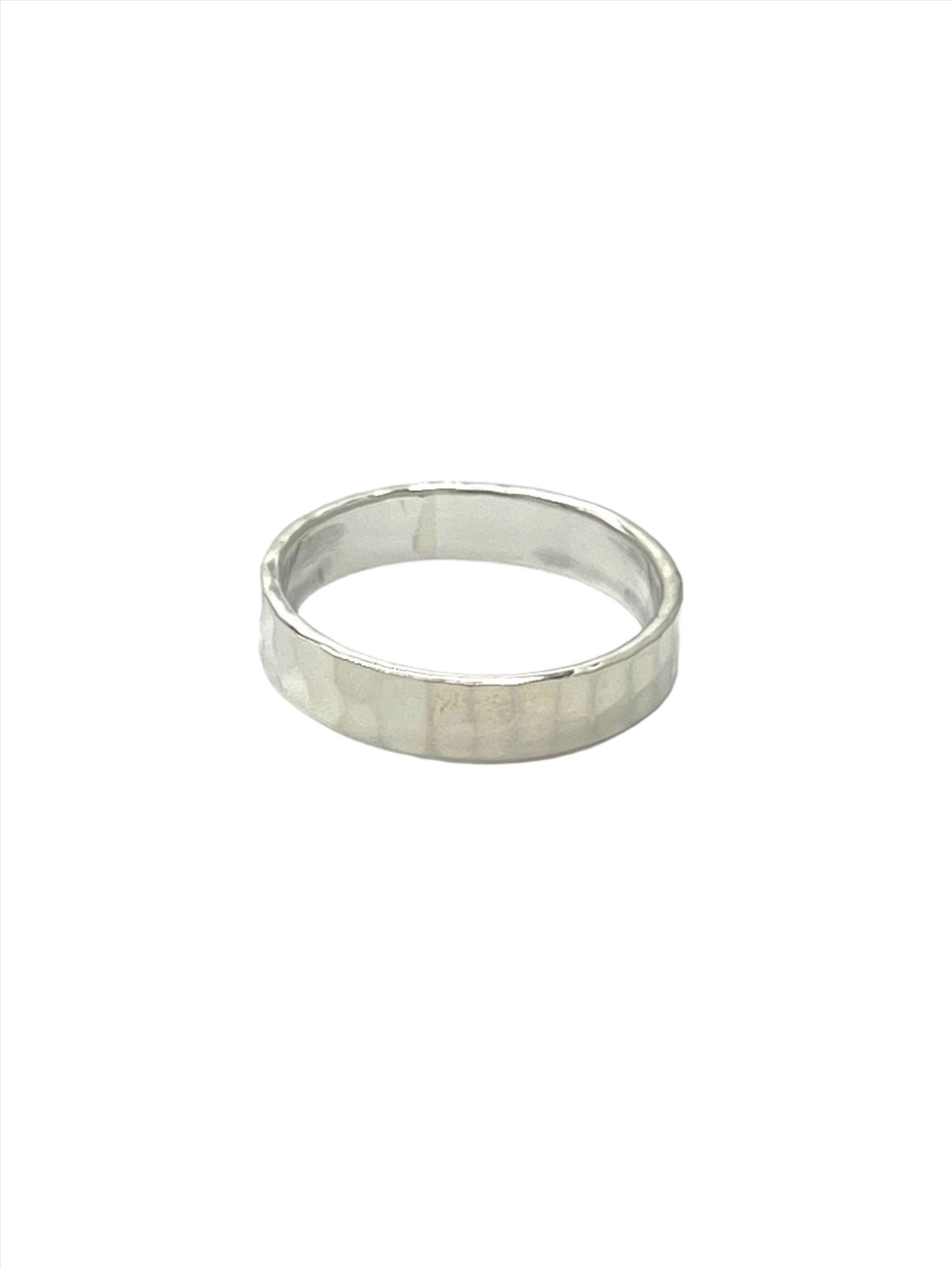 Sterling Silver Flat Hammered Ring