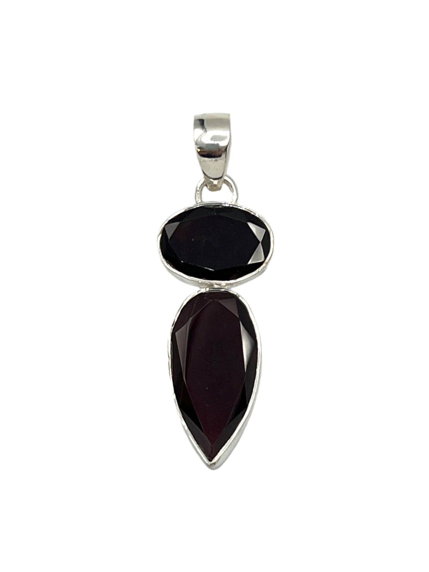 Sterling Silver Garnet Faceted Pendants