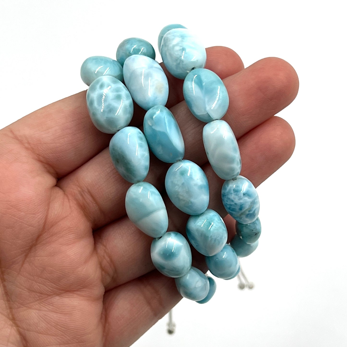 Sterling Silver Beaded Larimar Bracelets