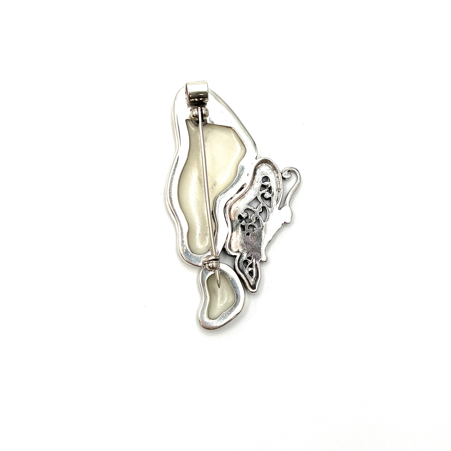 Sterling Silver Mother of Pearl Butterfly Pendant/Brooch