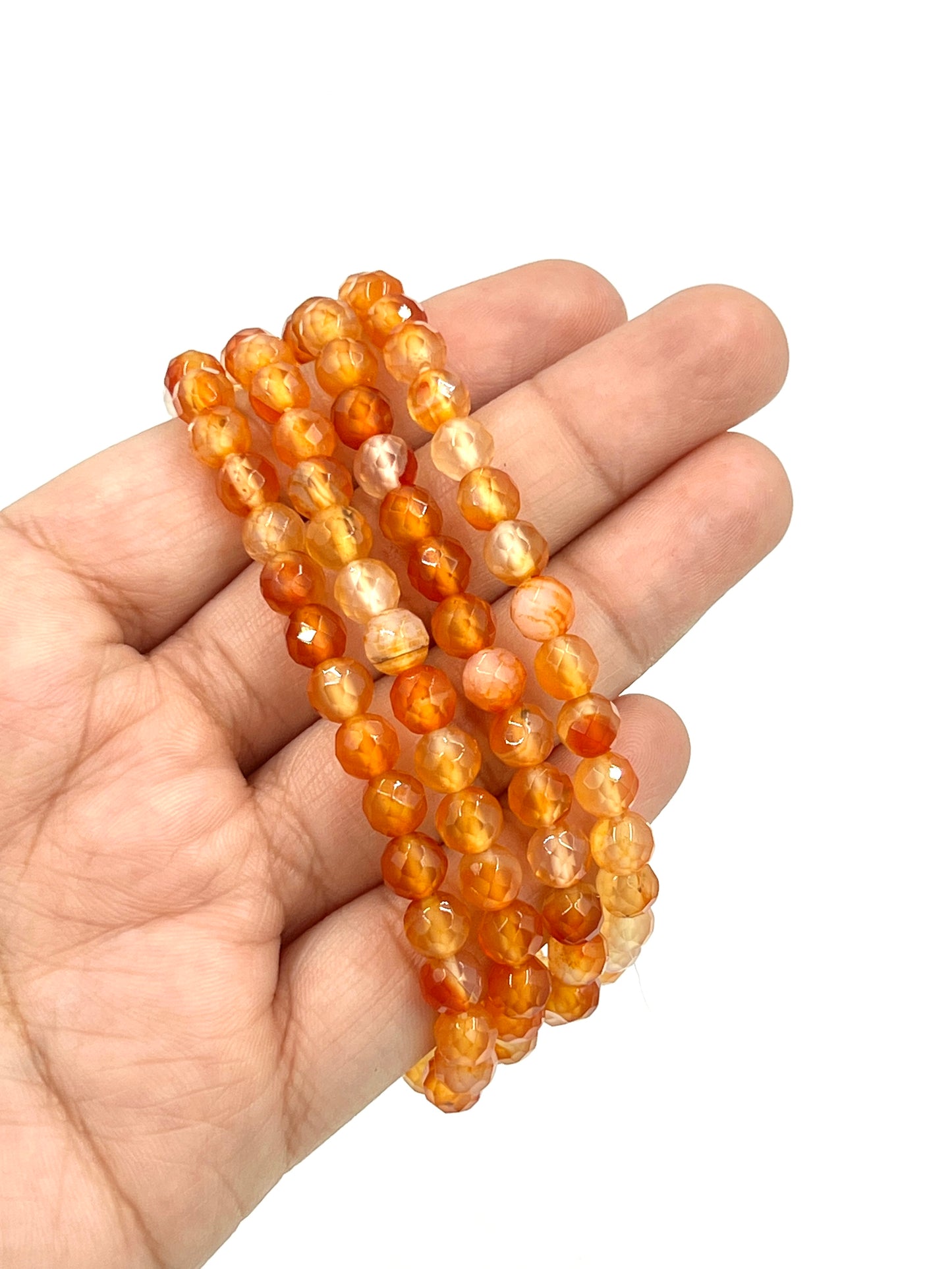 Faceted Carnelian Beaded Bracelet