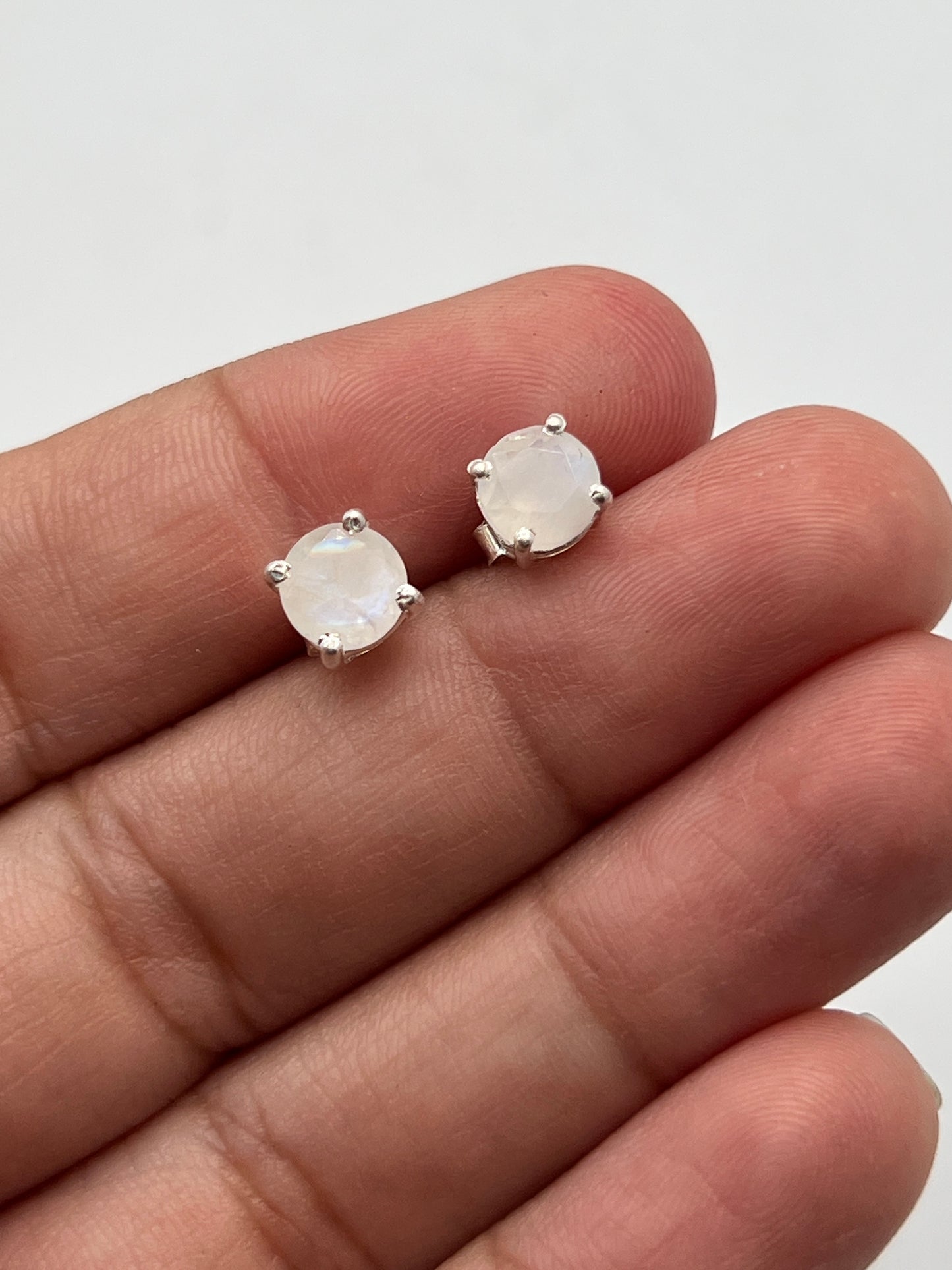 Faceted Moonstone Stud