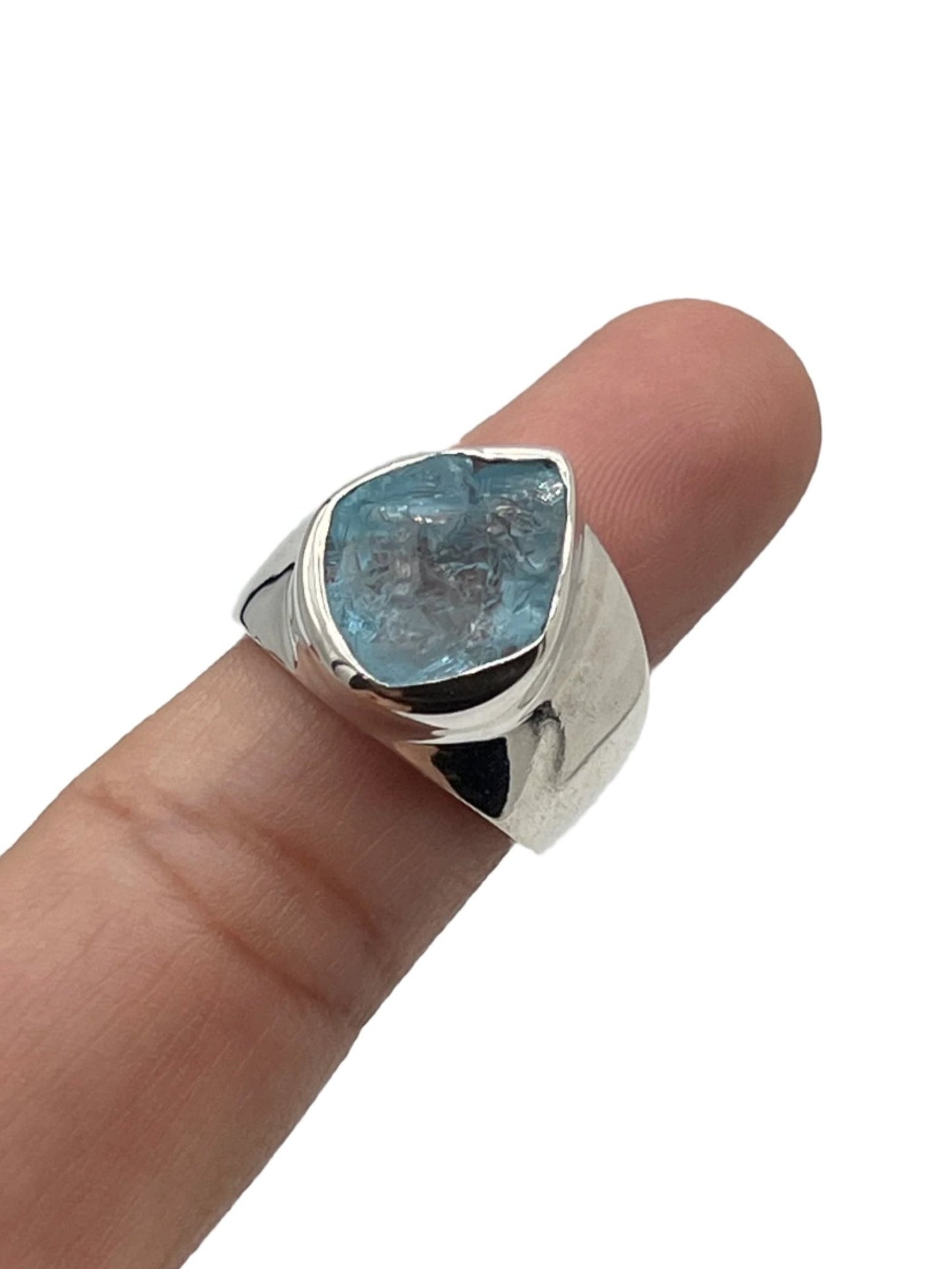 Sterling Silver Raw Blue Topaz Rings