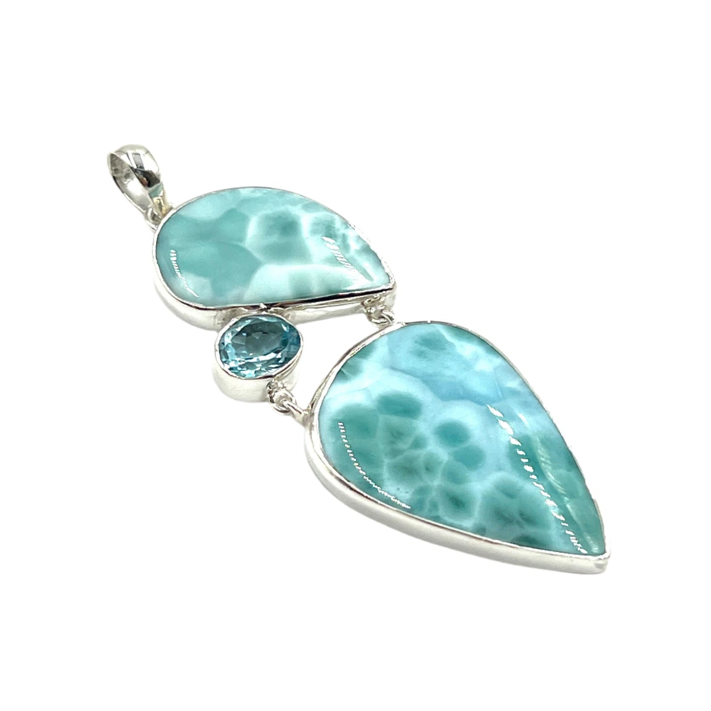 Sterling Silver Larimar & Blue Topaz Pendants