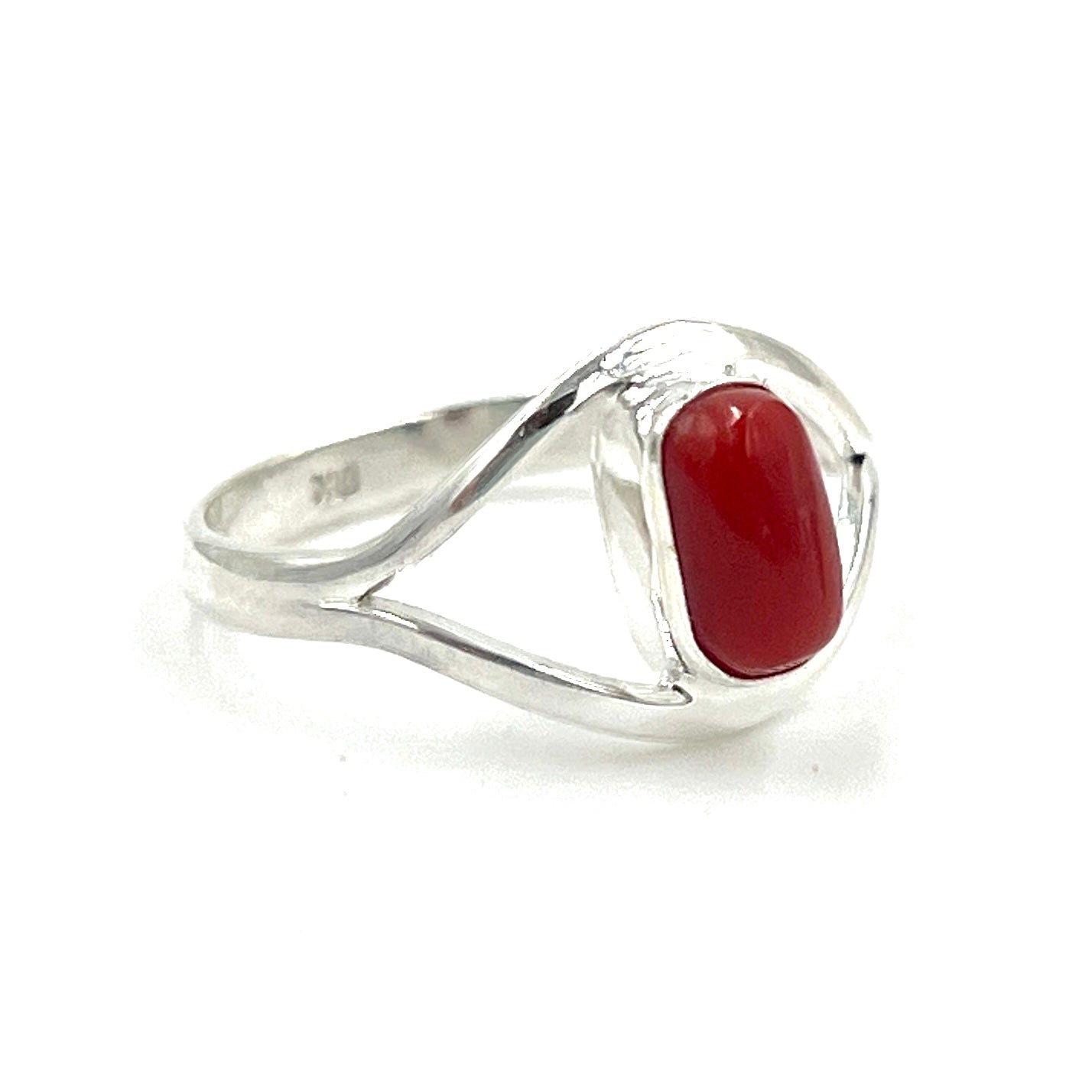 Red Coral Sterling Silver Ring