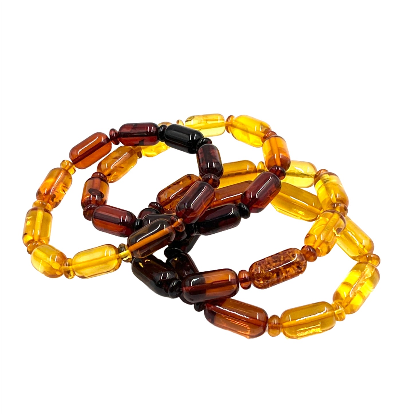 Polished Multi Amber Stretchy Bracelets