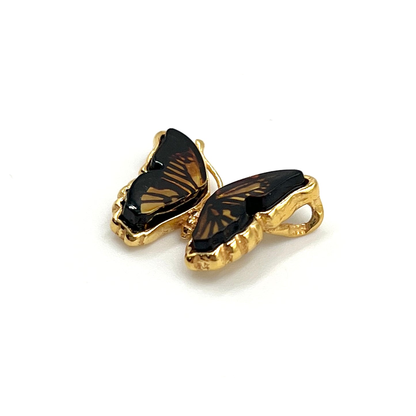 Gold Plated Silver Amber Butterfly Pendants