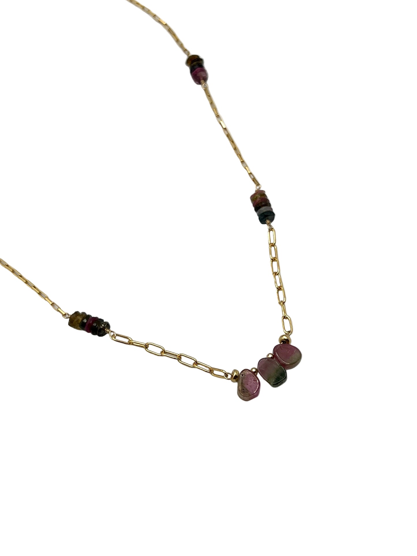 Watermelon Tourmaline Gold Filled Necklaces