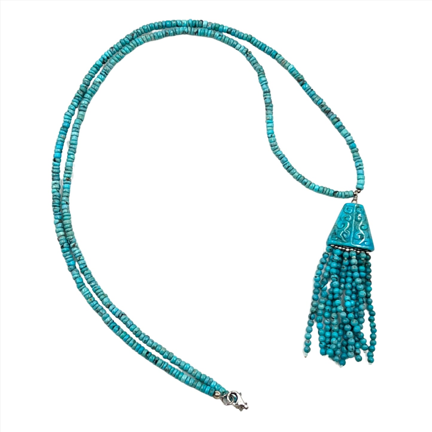 Kingman Beaded Turquoise Tassel Necklace