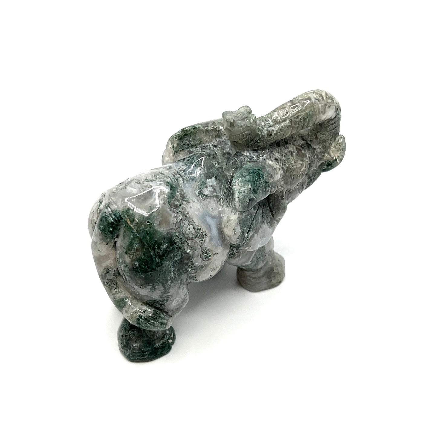 Moss Agate Elephants