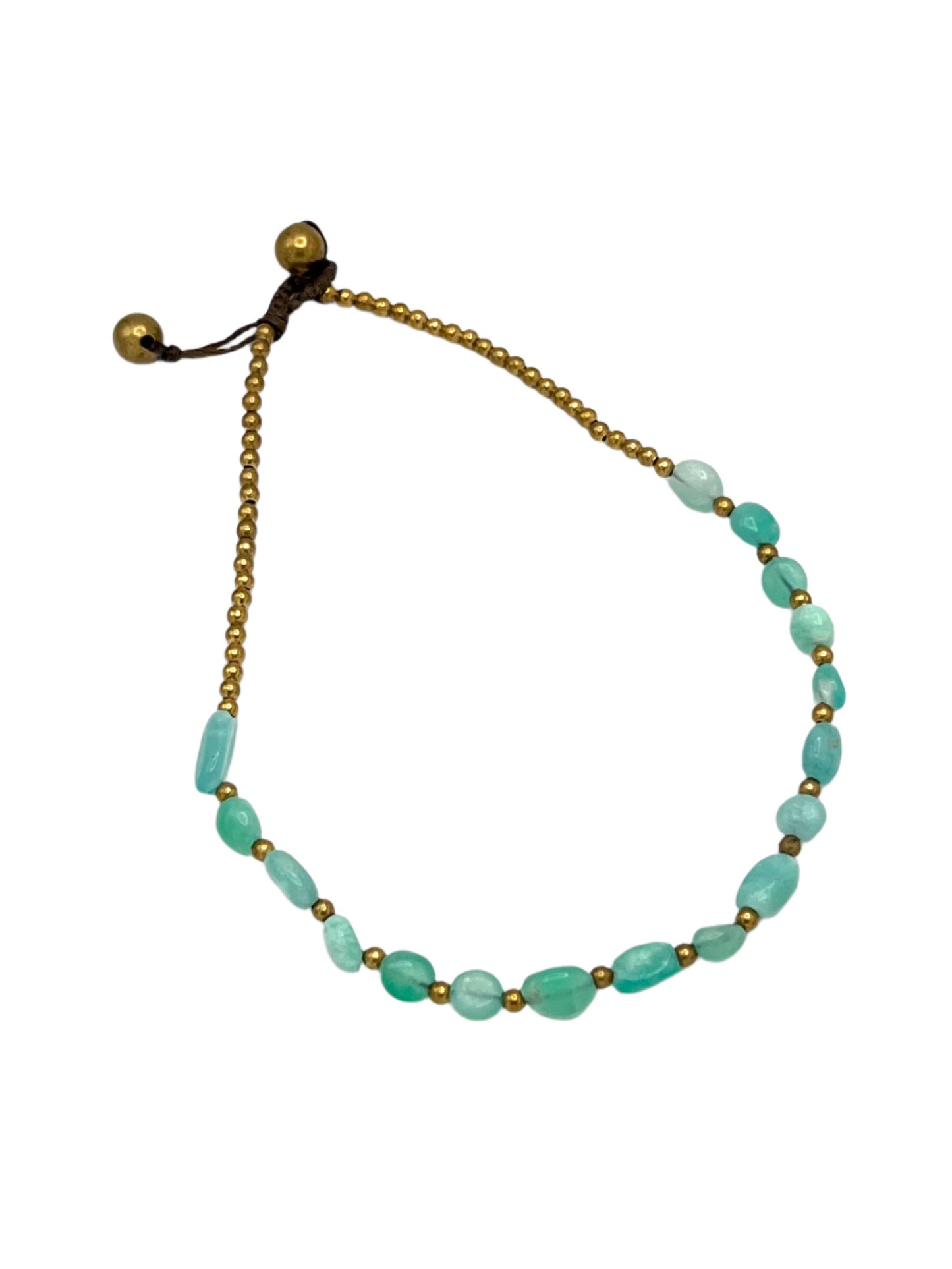 Freeform Gemstone Brass Anklets