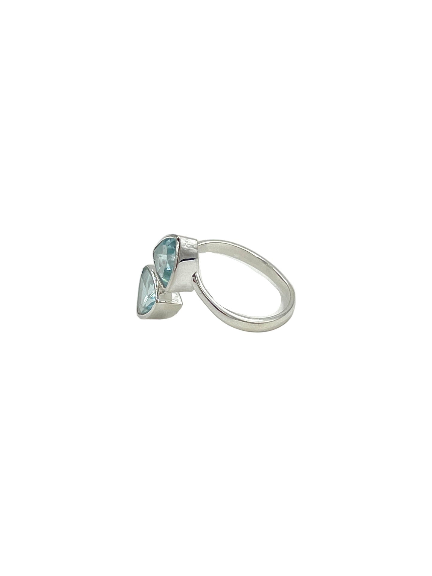 Double Trillion Blue Topaz Ring