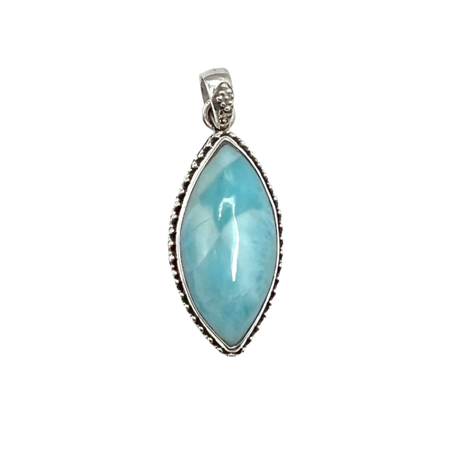 Sterling Silver Beaded Larimar Freeform Pendants