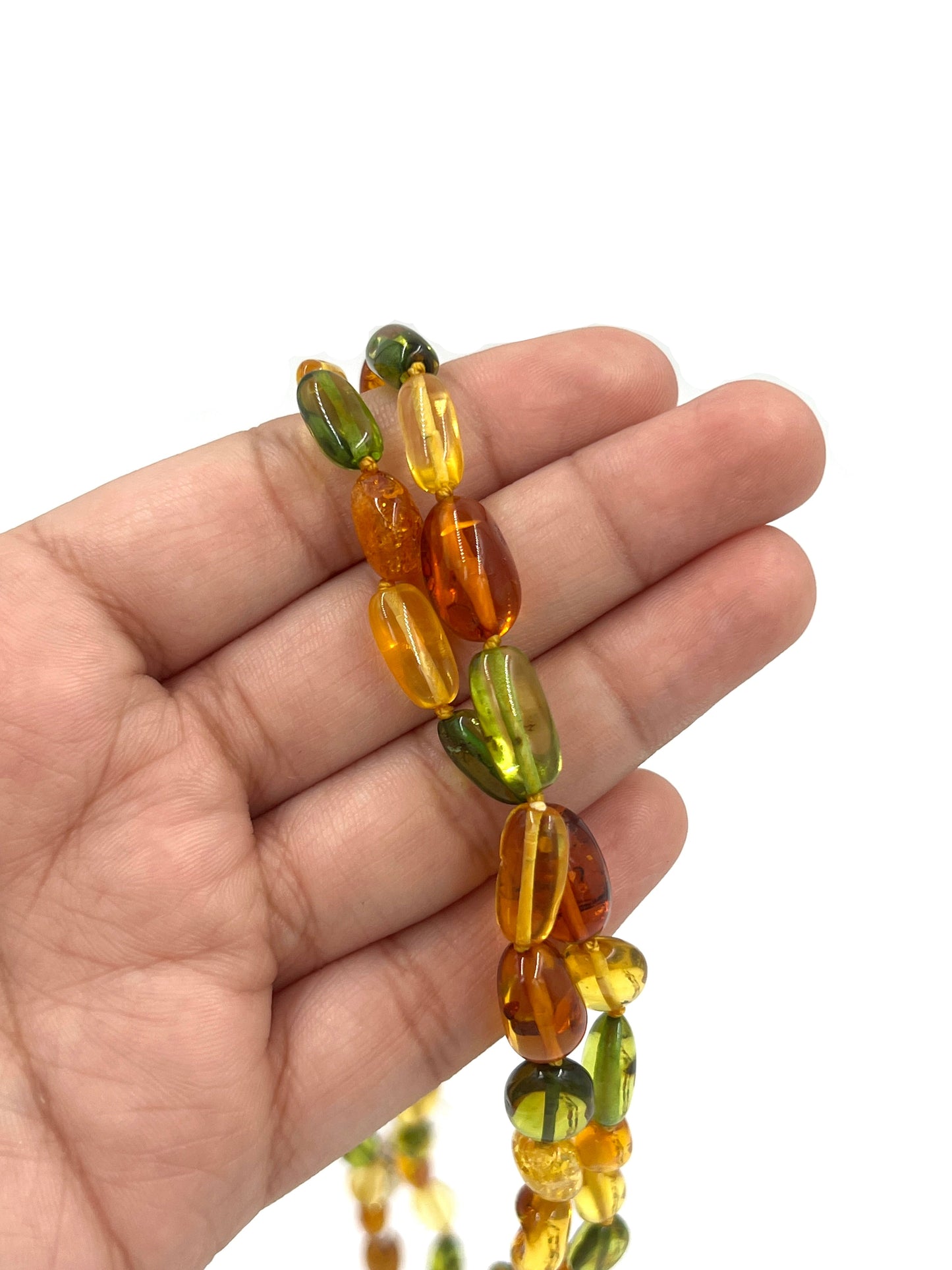Multi Amber Oval Beaded Necklaces