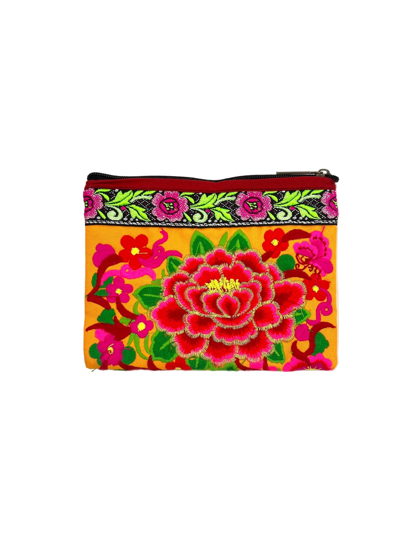 Embroidered Lotus Flower Coin Purse