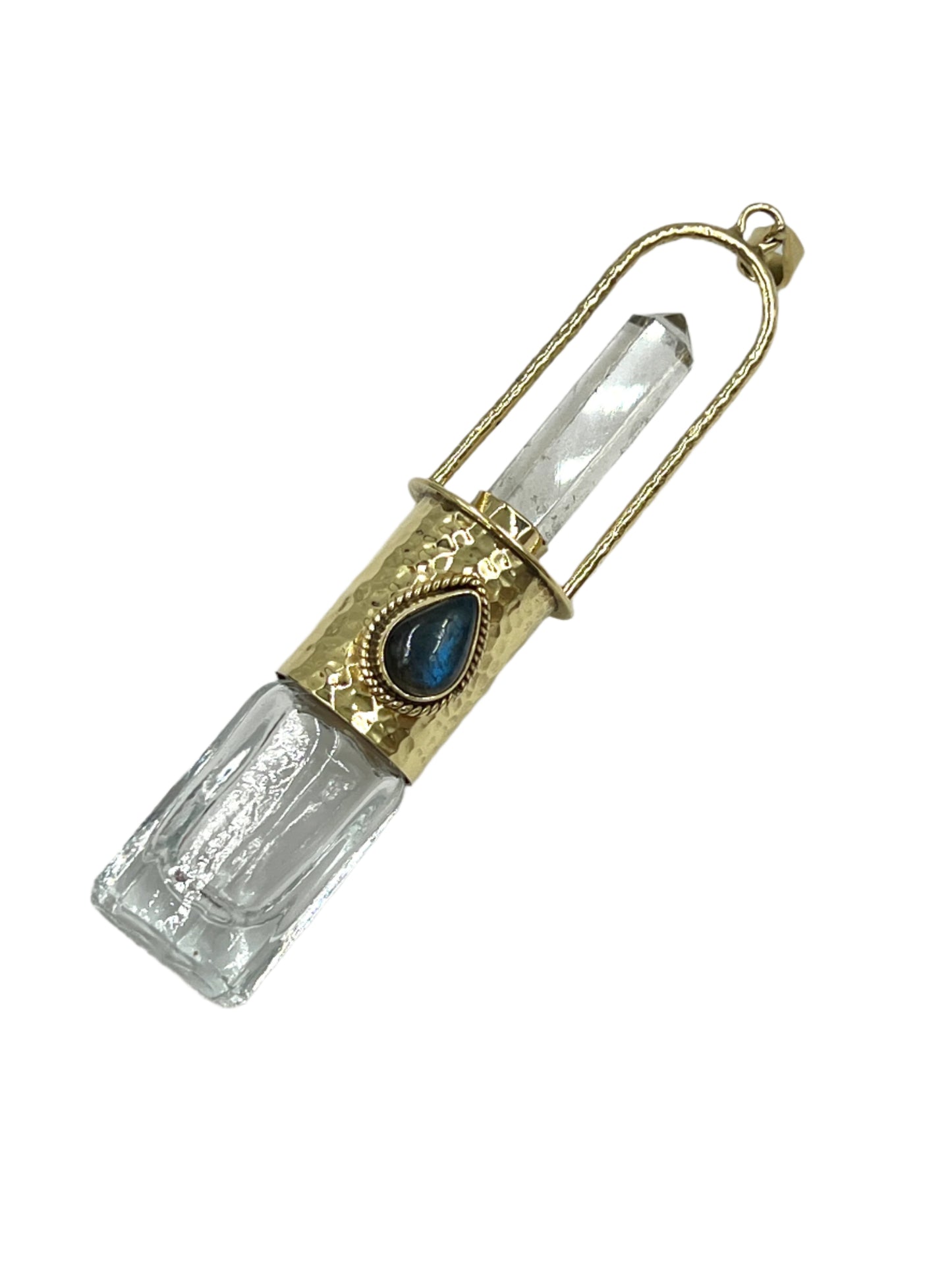 Labradorite Teardrop Oil Bottle Bronze Pendants