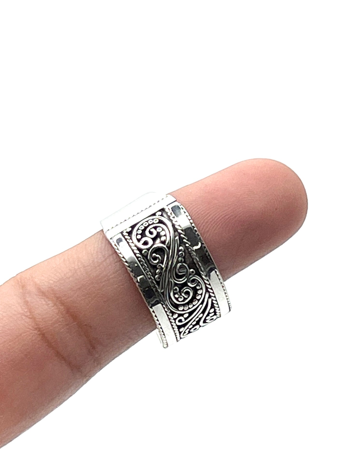 Sterling Silver Framed Filigree Swirl Rings