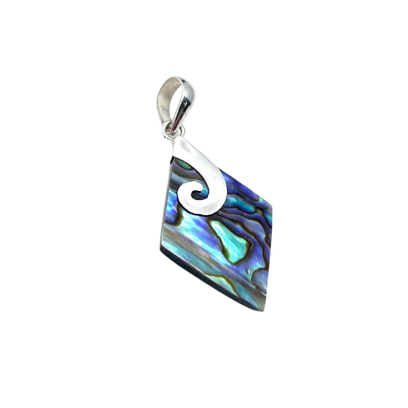 Sterling Silver Diamond Swirl Abalone Pendant