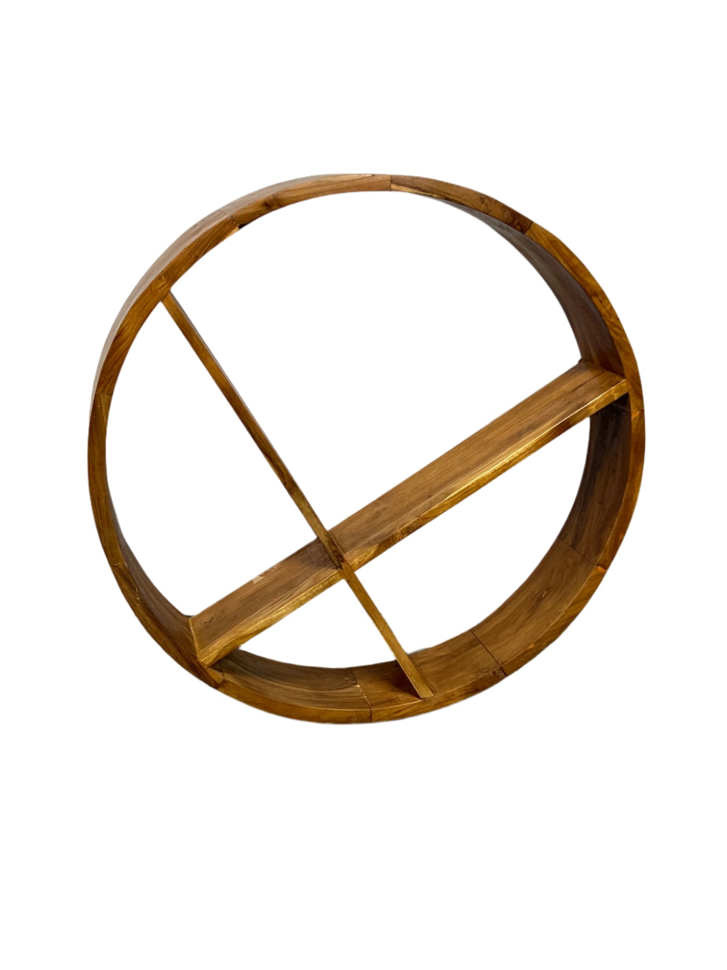 Round Teak Wall Shelf