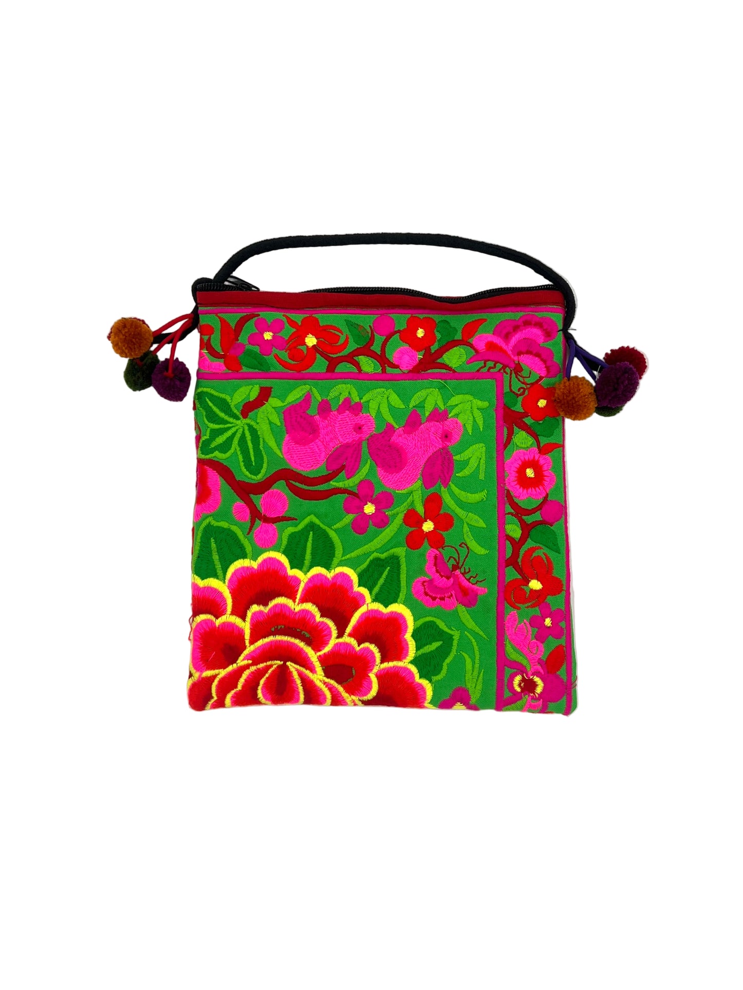 Embroidered Lotus Flower Crossbody Bag