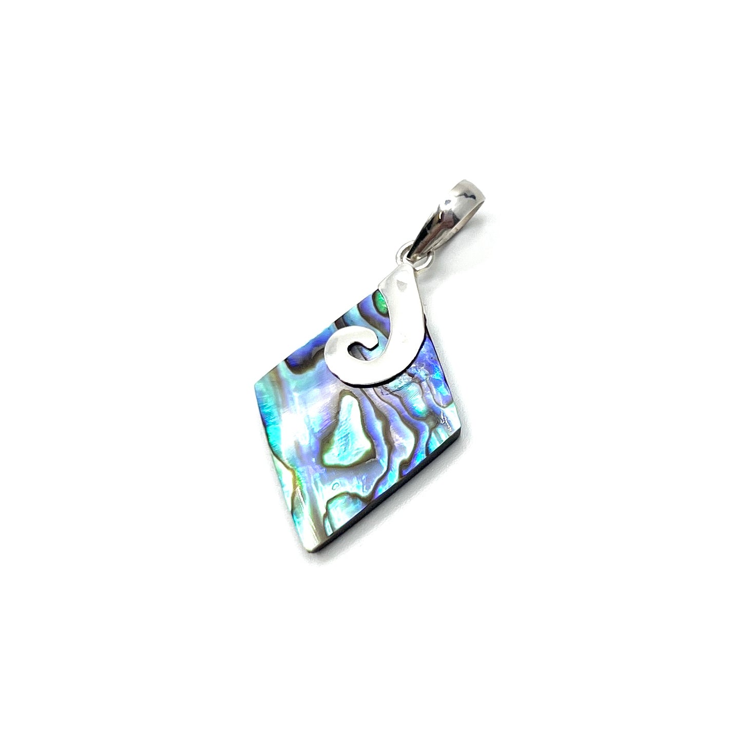 Sterling Silver Diamond Swirl Abalone Pendant