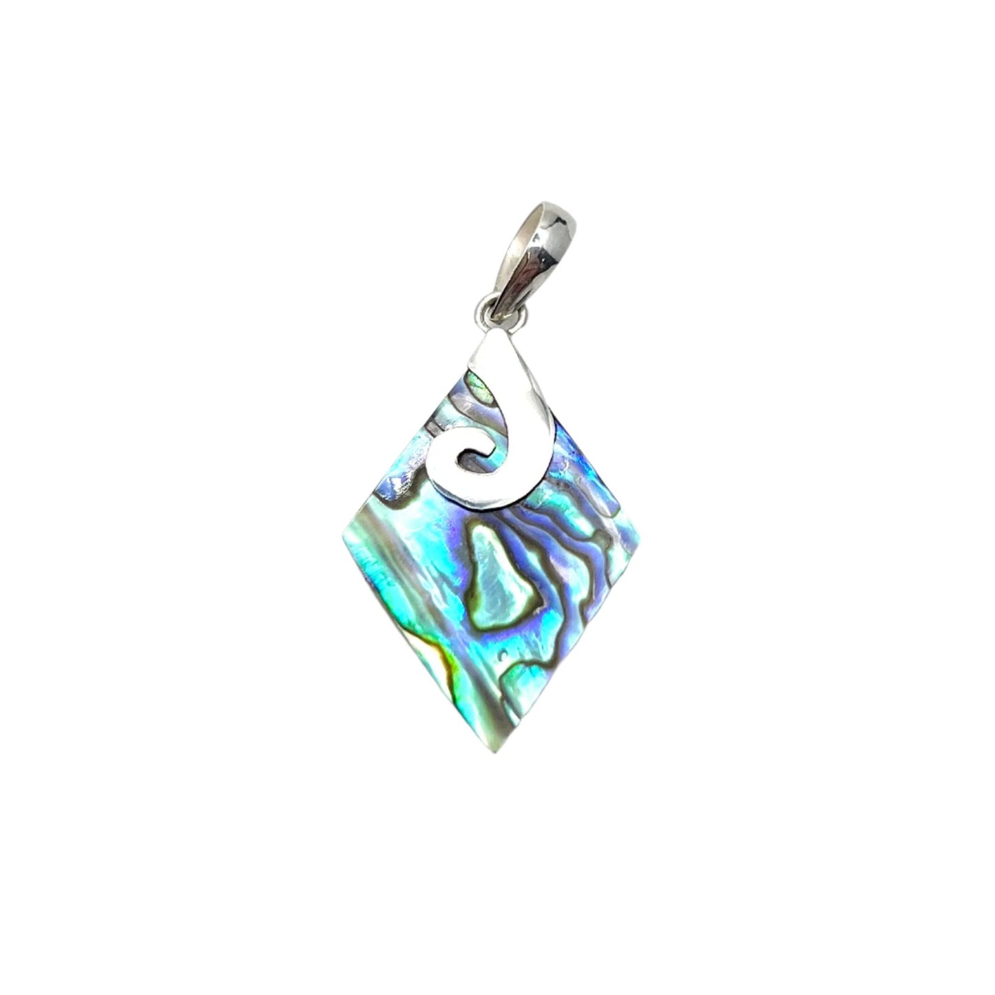 Sterling Silver Diamond Swirl Abalone Pendant