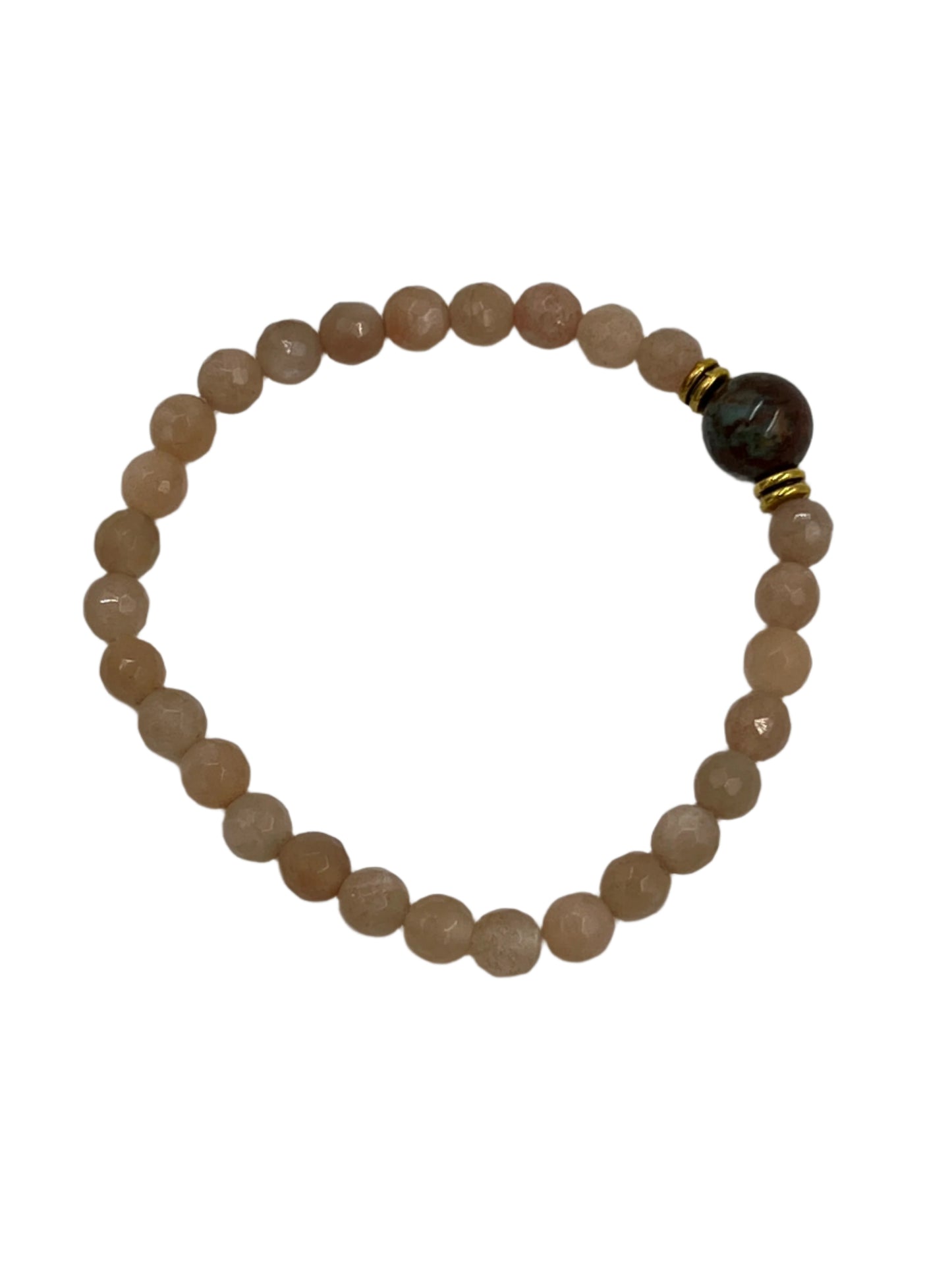 Peach Moonstone & Fire Agate Stretchy Bracelets