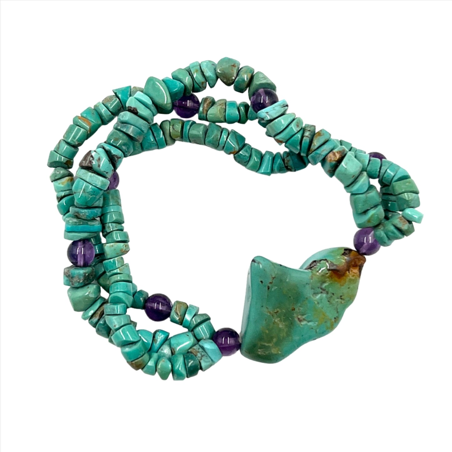 Turquoise Three strand Bracelets with Amethyst