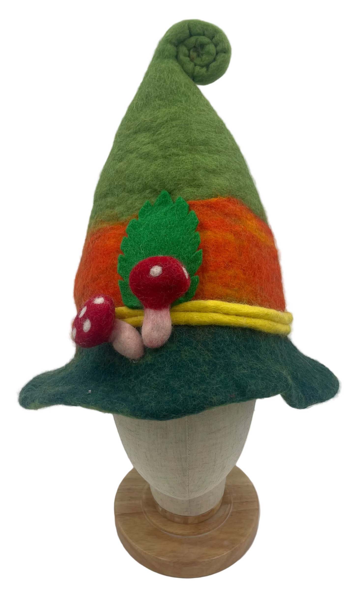 Hand Felted Gnome Mushroom Wool Hat