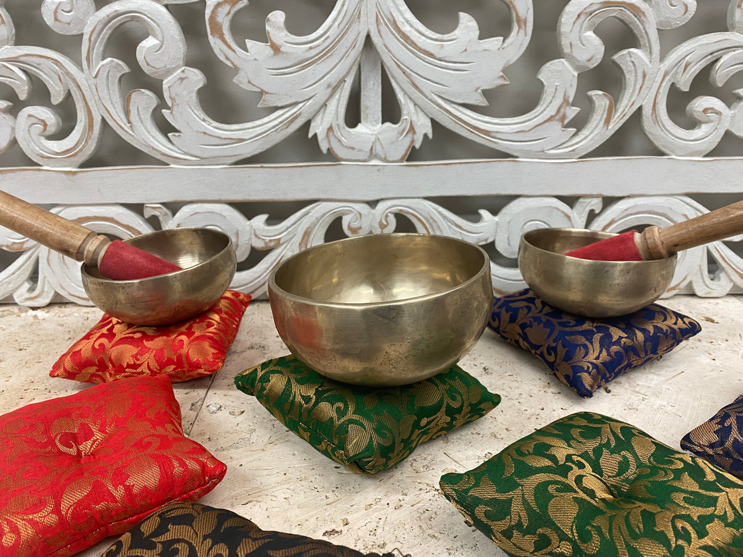 Satin Brocade Singing Bowl Cushions