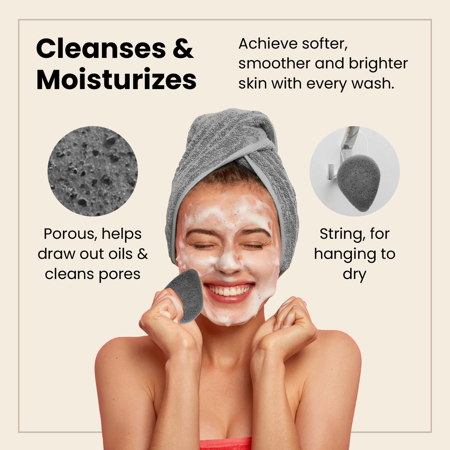 Charcoal & White Tea Konjac Sponge Pair