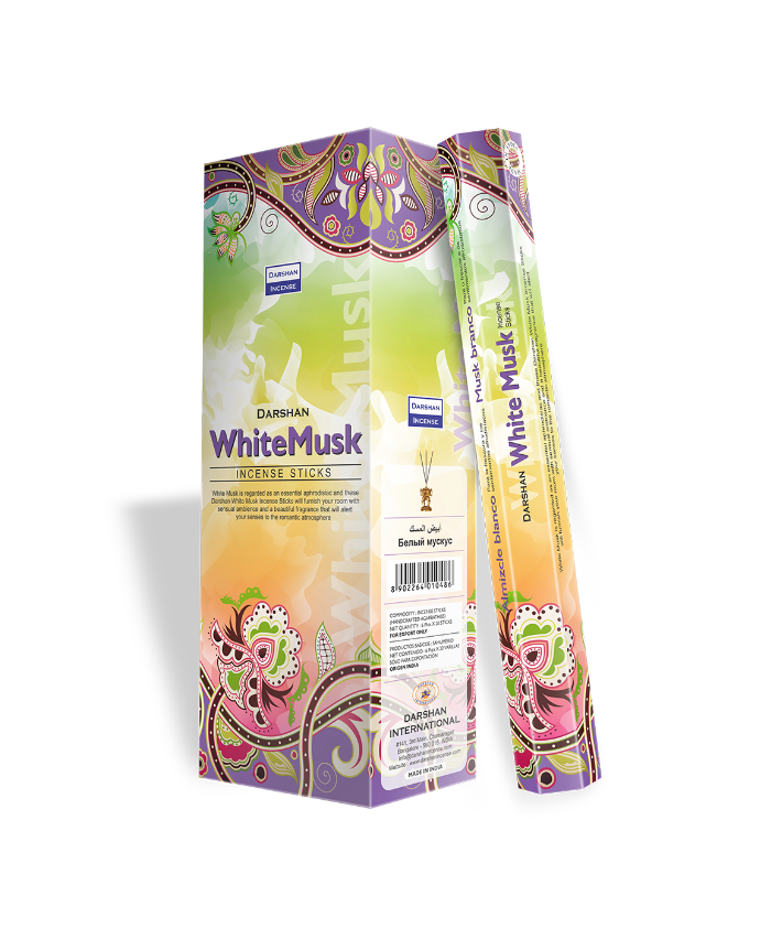 Darshan White Musk Incense 20 Hex Pack