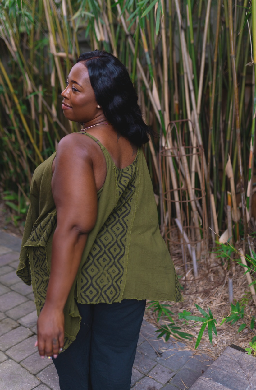 Desert Rose Block Print Flared Top